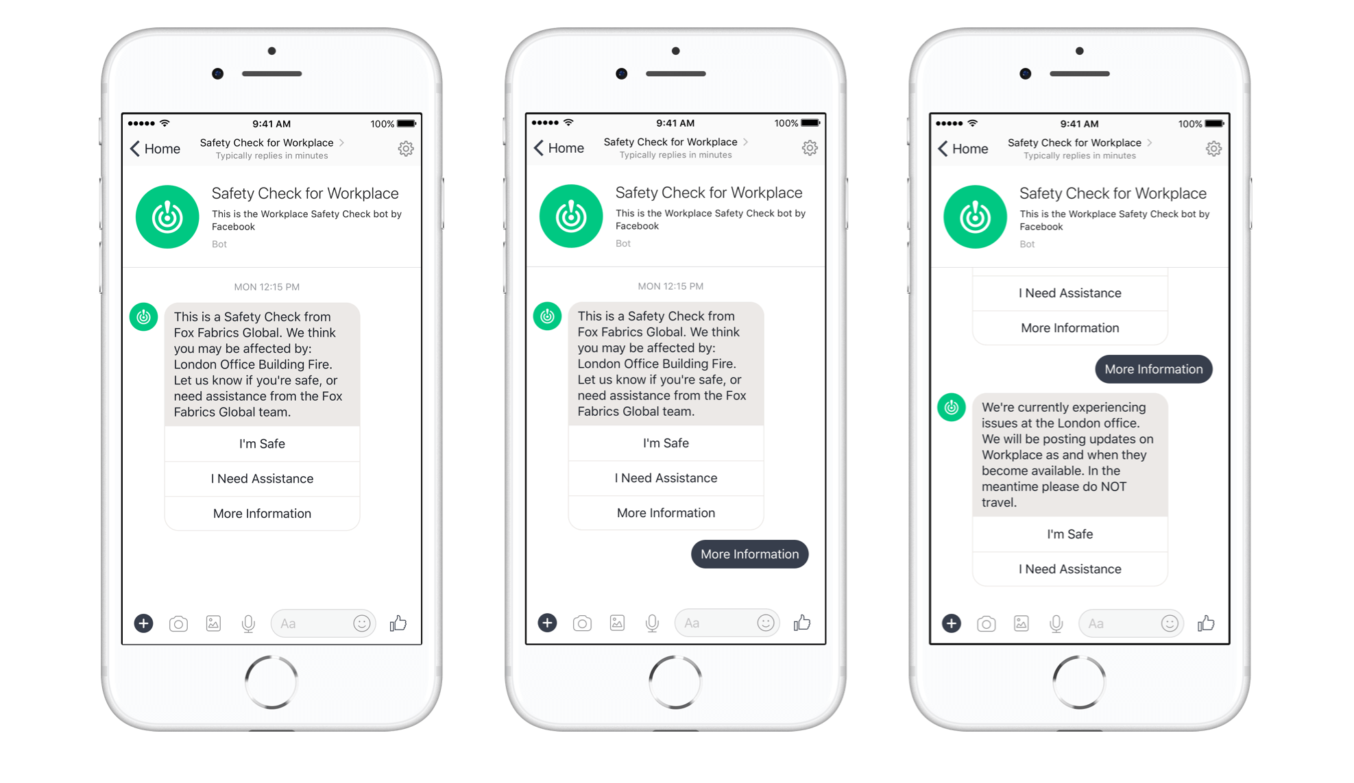 Workplace safety check chatbot